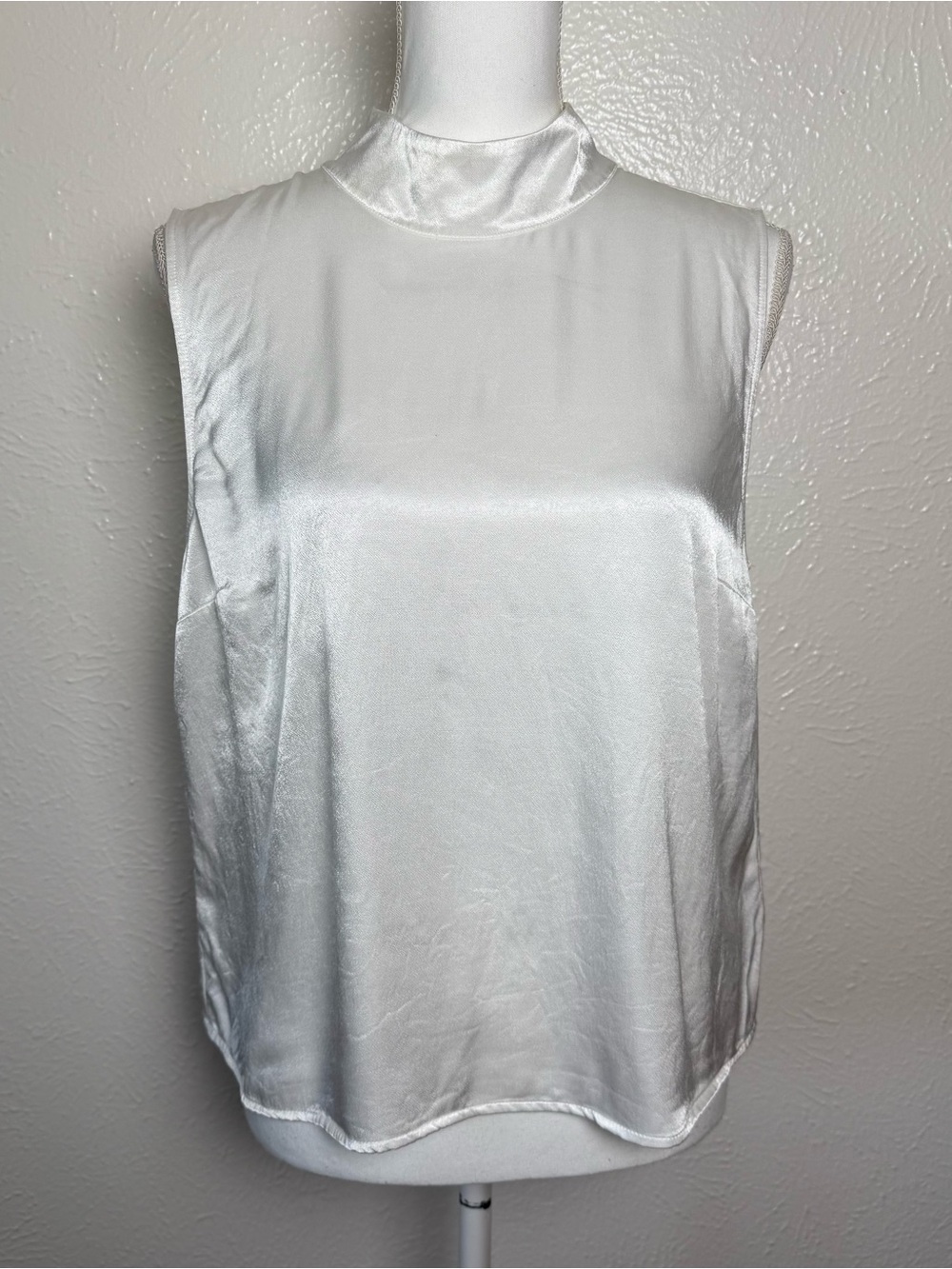 Rails White Satin Mock Neck Sleeveless Camisole